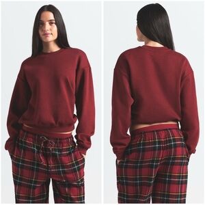 SKIMS BWT Cotton Fleece Crewneck - Merlot